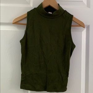olive green mock neck top